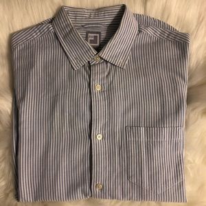 Button down white and light blue stripes